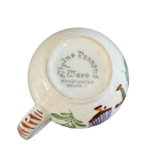 Alpine Peasant Ware 3” Creamer Dancing Couple Flowers Vintage Distressed - Picture 7 of 8